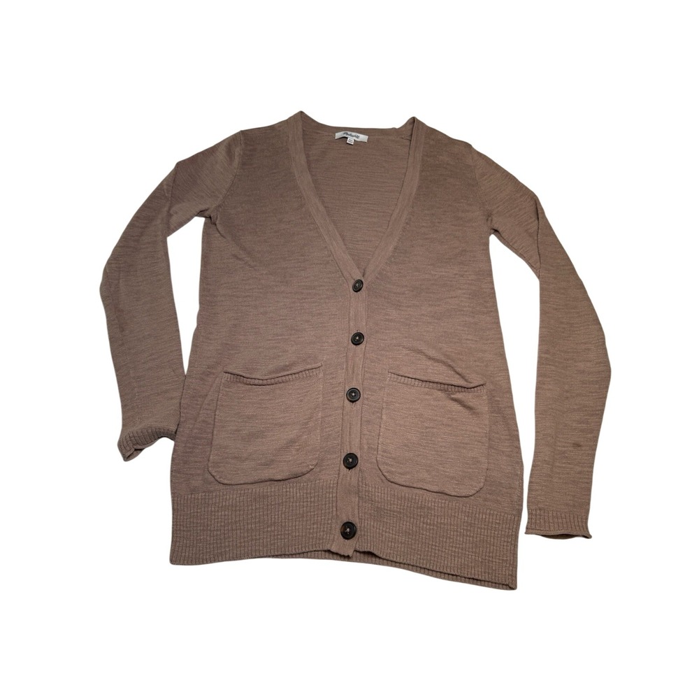 Madewell Cardigan Women XXS Brown Good V-Neck Button Front‎ Pocket C3681